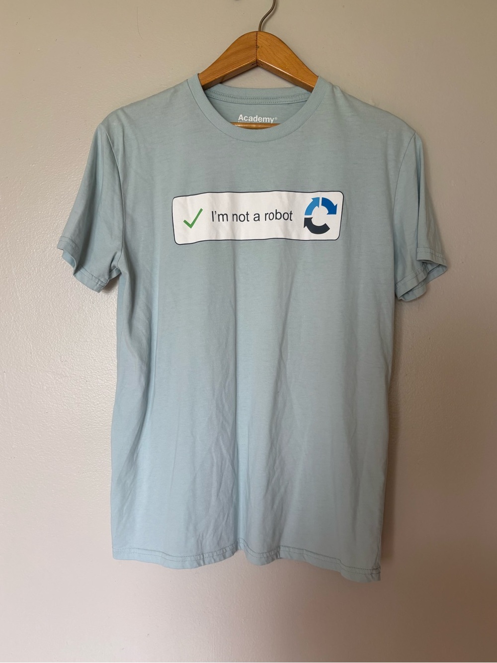 Academy Light Blue "I'm Not a Robot" Graphic Tee - Women